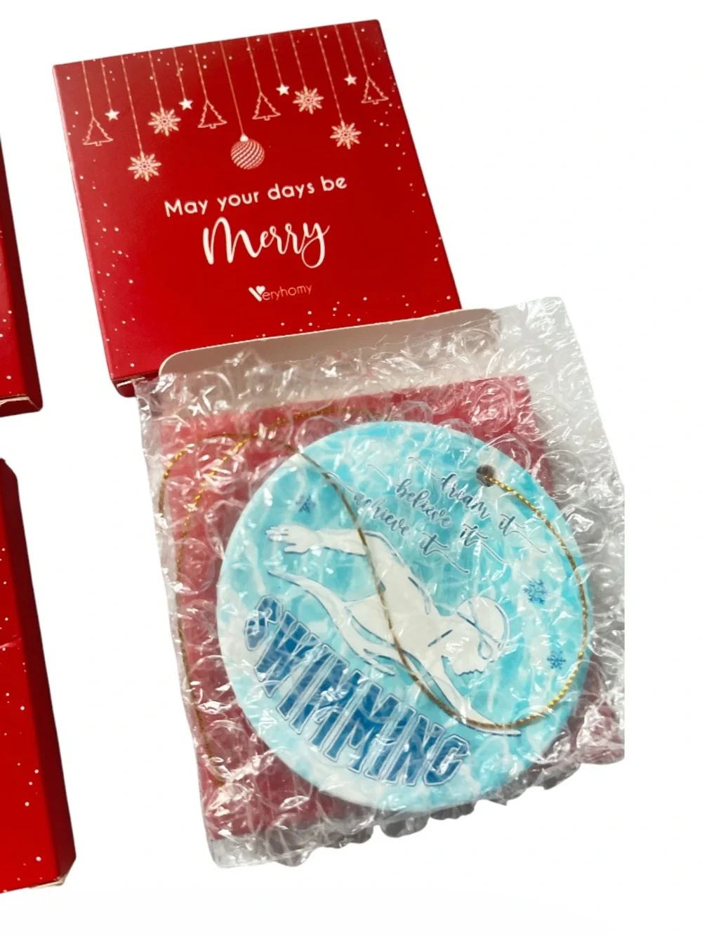 New Blue Swimming Ceramic Ornaments - set of 4